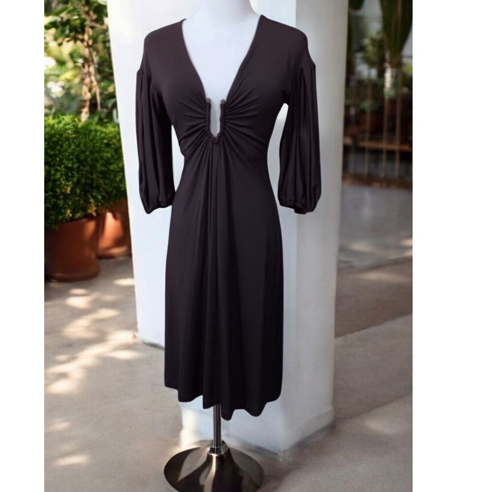 2007 JUST CAVALLI Retro Midi Dress SM Stretchy Soft Knit‎ Sexy Coquette Festival